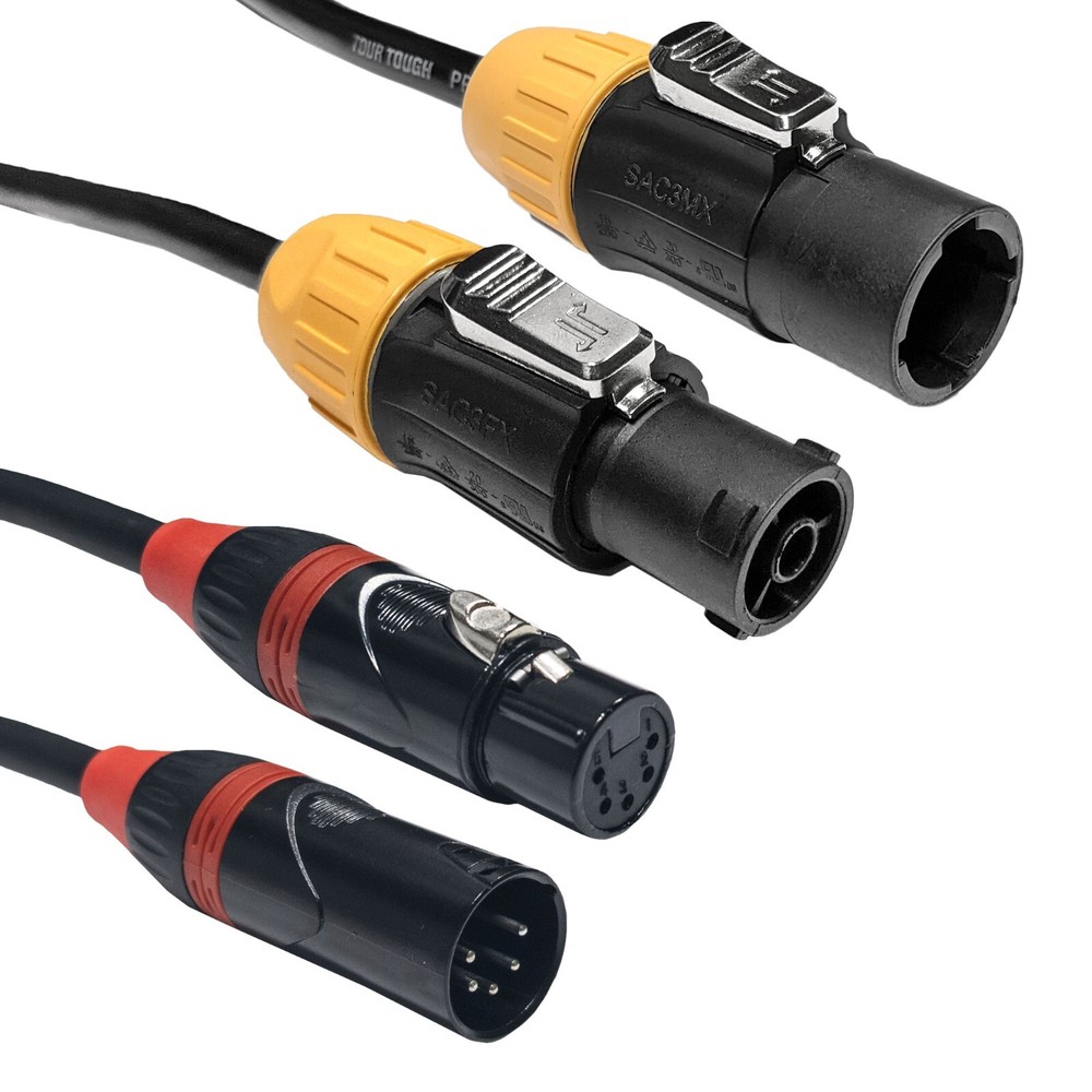 15' PowerCON True 1 and DMX Combo Pro Cable (5 Pin)