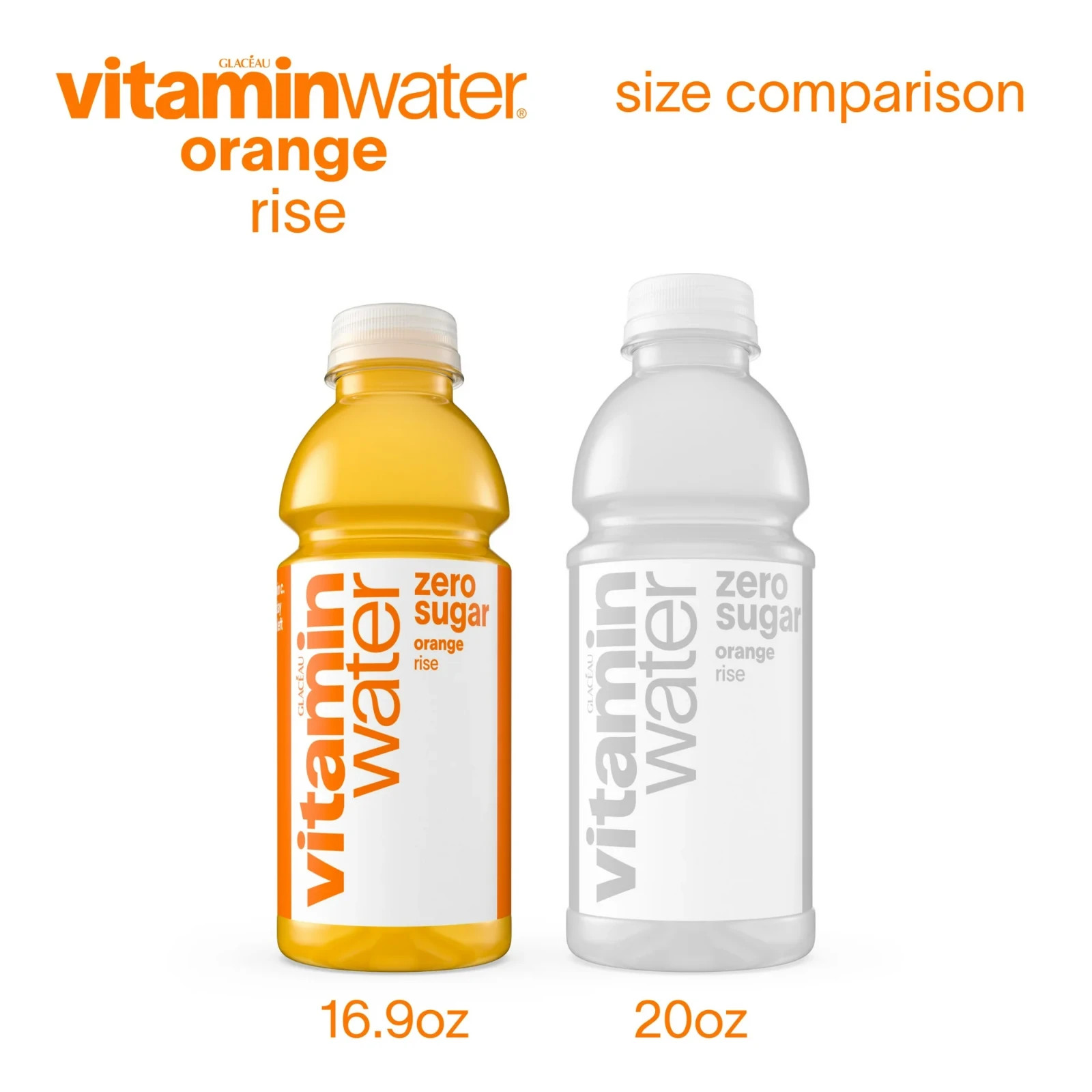 vitaminwater Rise Zero Sugar Orange Flavored Water Beverage, 16.9 fl oz, 6 Pack