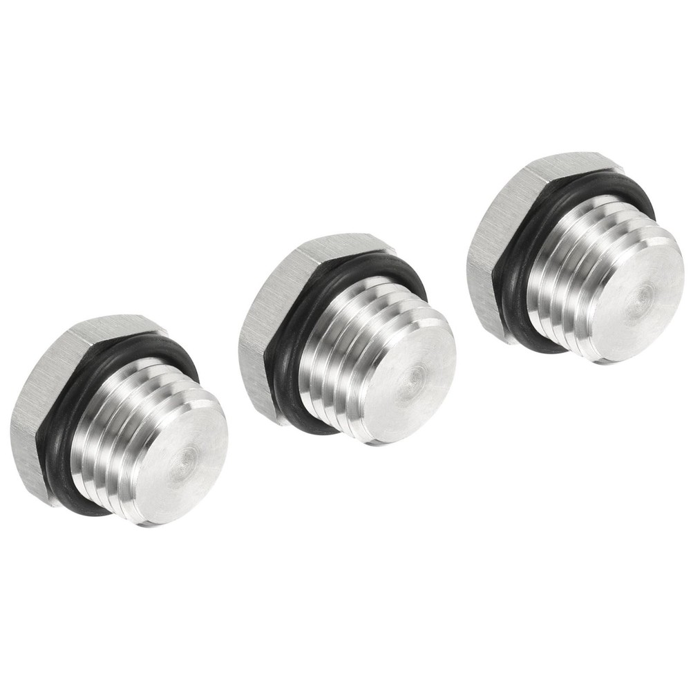 3pcs 1/4 NPT Male Plug Thread Hex Head Socket Solid Pipe Fitting Sealing Ring