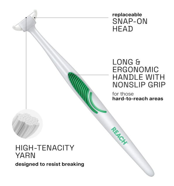Flosser Starter Kit – 1 Handle + 8 Refills, Unflavored, Reaches Back Teeth