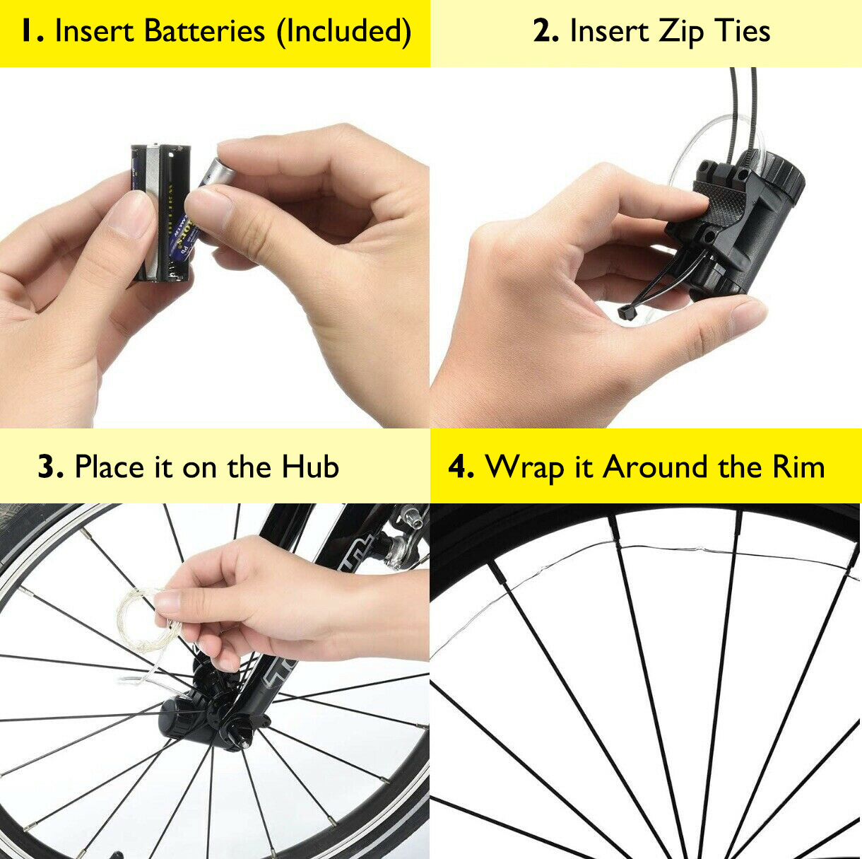 NEW Bicycle Bike Wheel Lights 7 COLORS in 1 LED String Fits any Spoke Rim Tires