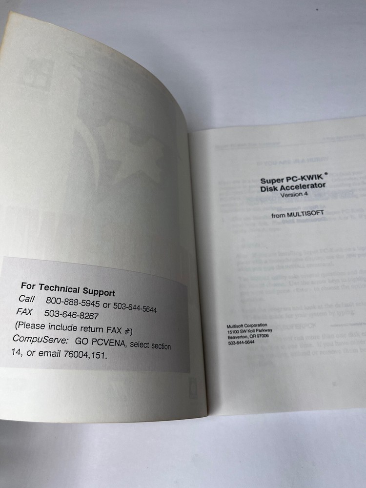 Super PC-KWIK Disc Accelerator Guide Book Version 4 IBM Dos 1988-1991