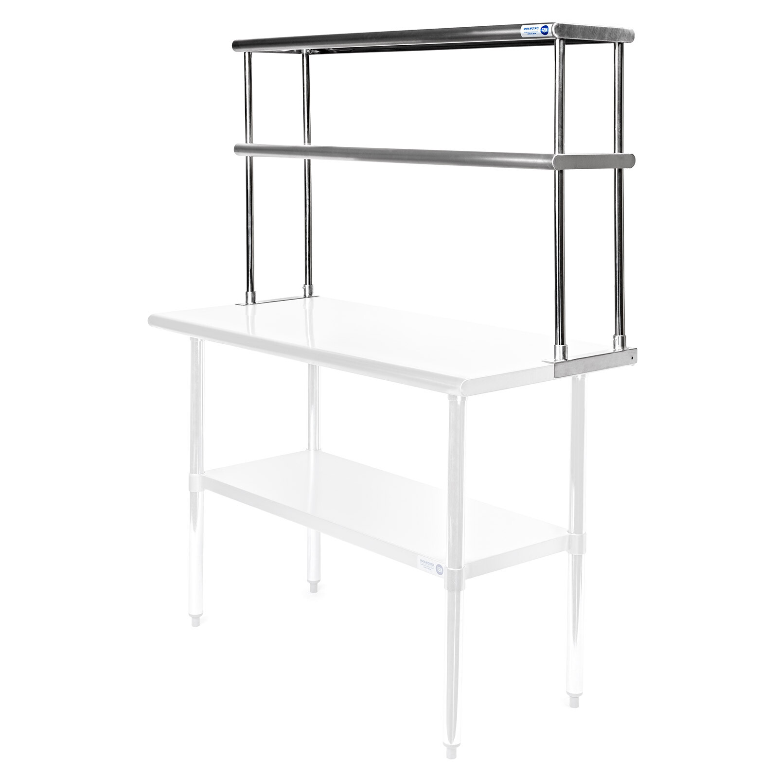 Stainless Steel Commercial Wide Double Overshelf - 48" x 12" - for Prep Table