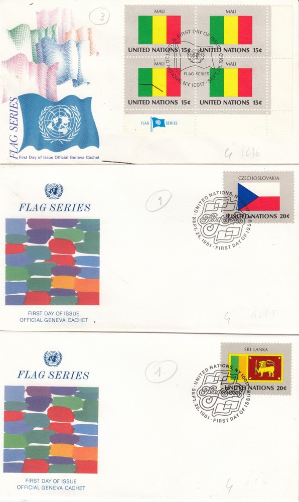 UNITED NATIONS 3 FDC FIRST DAY (L4)