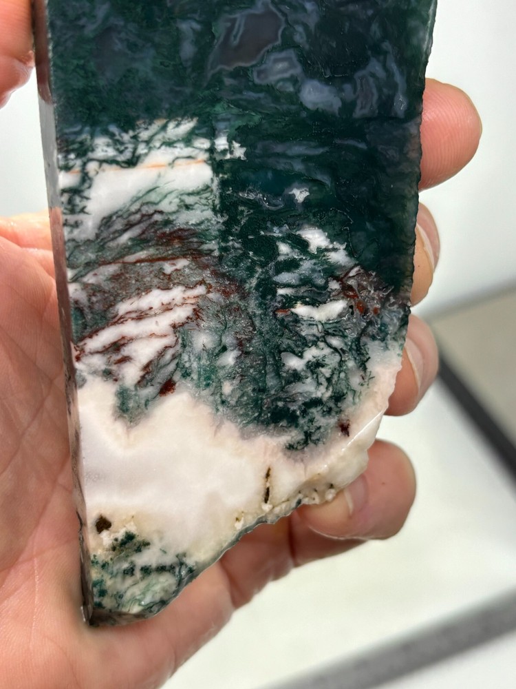 Semi-translucent Moss Agate Slab Cabbing Lapidary Carving Combo Ship Avail