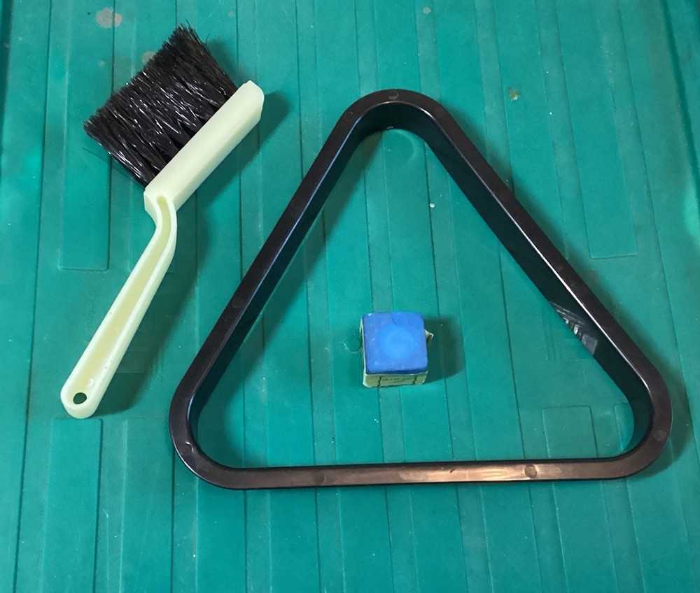 Mini Billards Pool Plastic Traingle Brush & Chalk