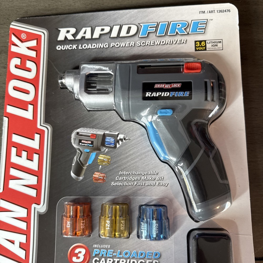 CHANNEL LOCK RAPID FIRE POWER Cordless Screwdriver QUICK LOADING - BRAND NEW
