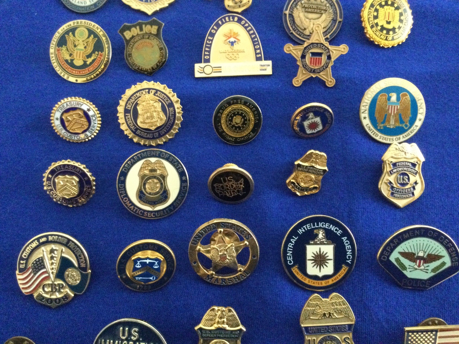 Lot of 50+ misc Law Enforcement Police Pins Badges - Federal State Local Int’l