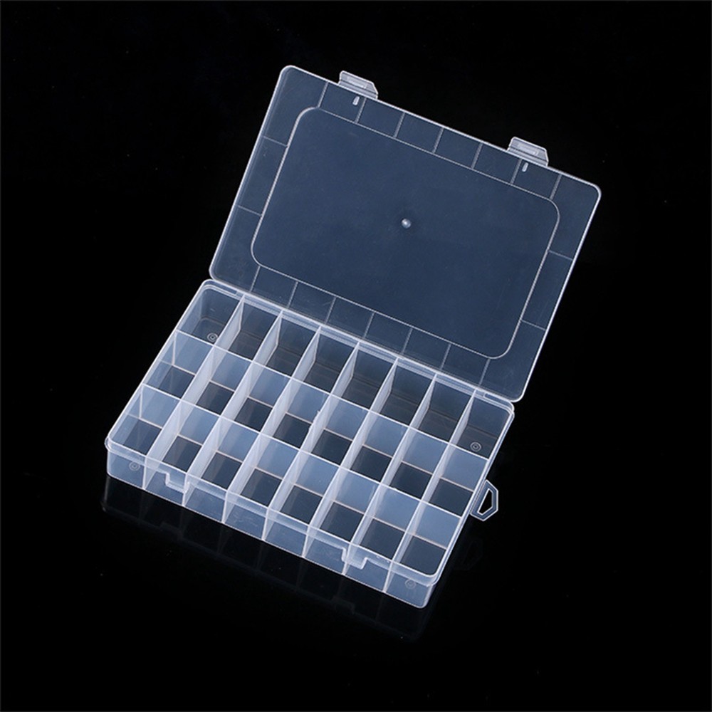 Clear Plastic Organizer Box Case 24 Grids Craft Beads Display Storage Container