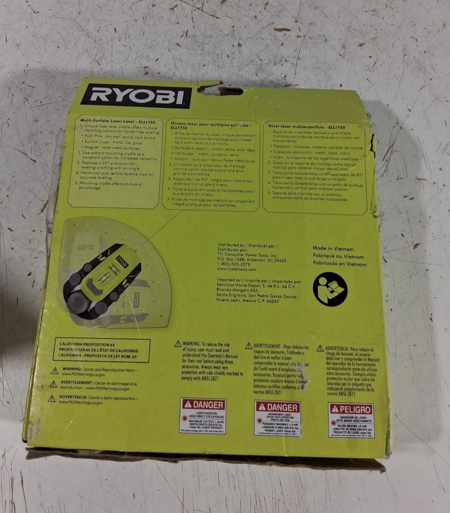 Ryobi Multi Surface Laser Level - ELL1750 20 ft. laser range C