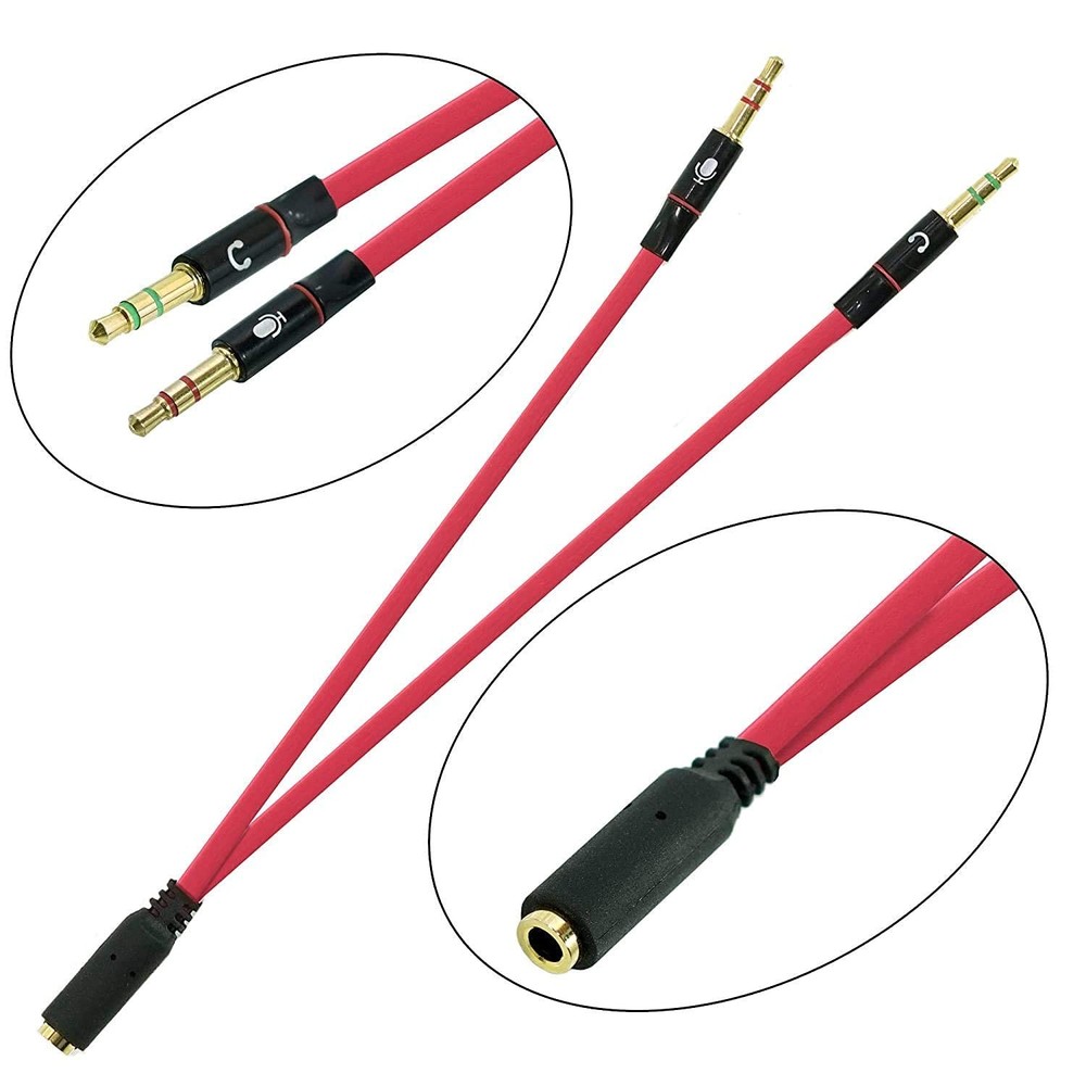 SaiTech IT Headphone Splitter Cable for Computer,3.5mm 2 Pk Red 2M 1F,
