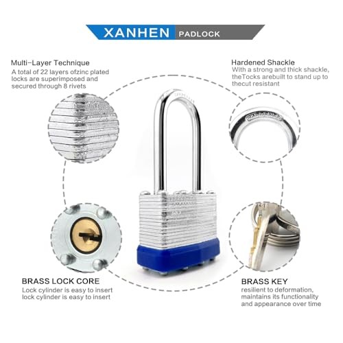 Lock Outdoor Padlocks, Key Lock, Padlocks with Same Key - Laminated 6 Pack Blue