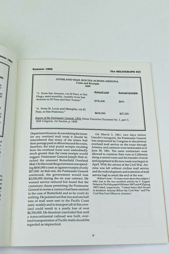 The Heliograph - The Postal History Foundation Summer 1992 Issue Volume 6, No. 3