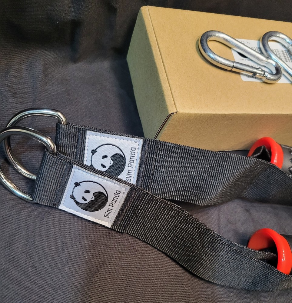 SLIM PANDA Exercise Cable Machine Handle Attachments With Hooks Red/Black