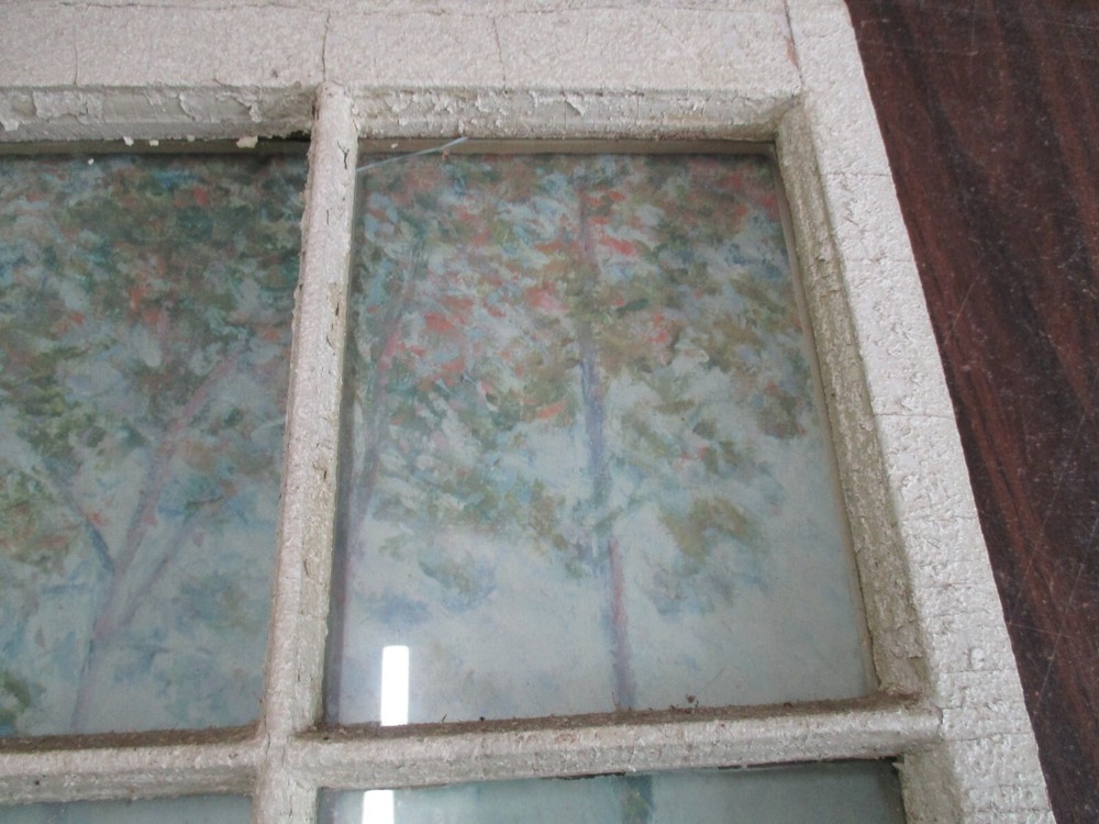 Antique 9 Pane Window with Attached Printed Poster 29"x22"