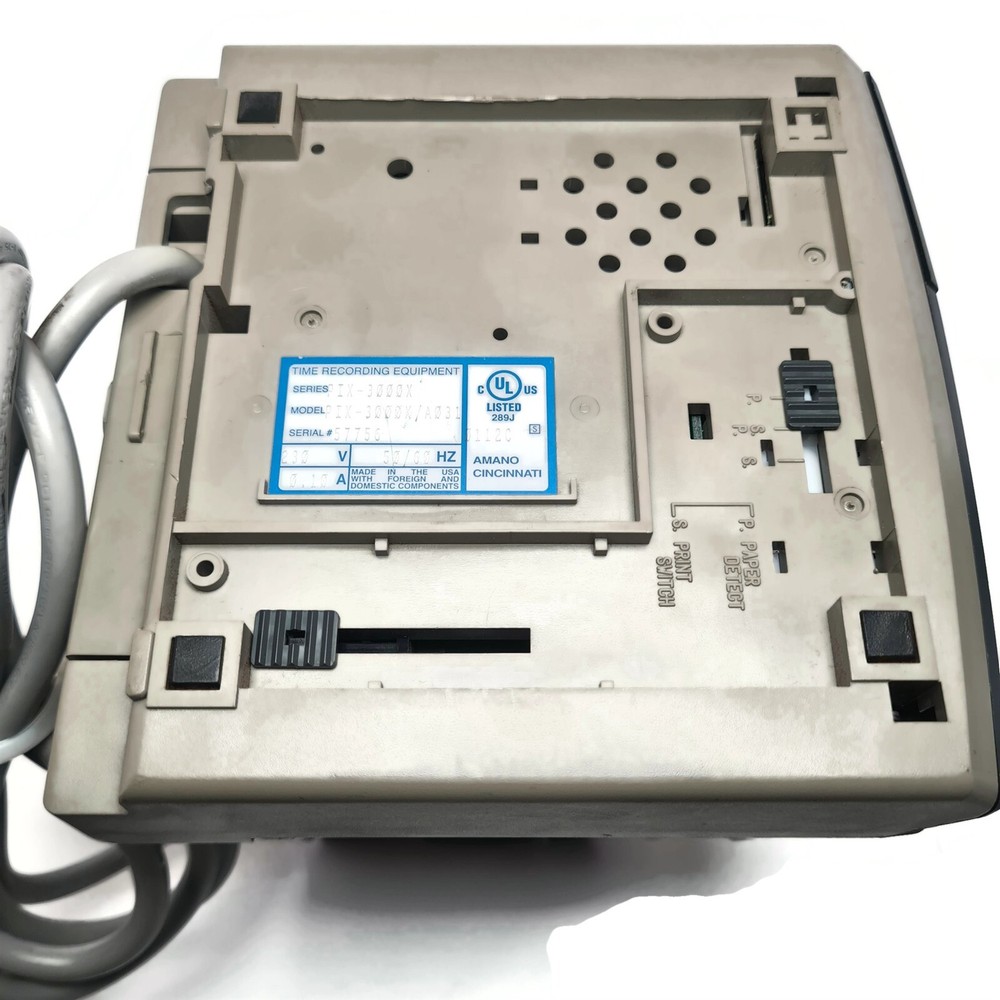 Amano PIX3000x Electronic Side Loading Time Clock. Made in USA