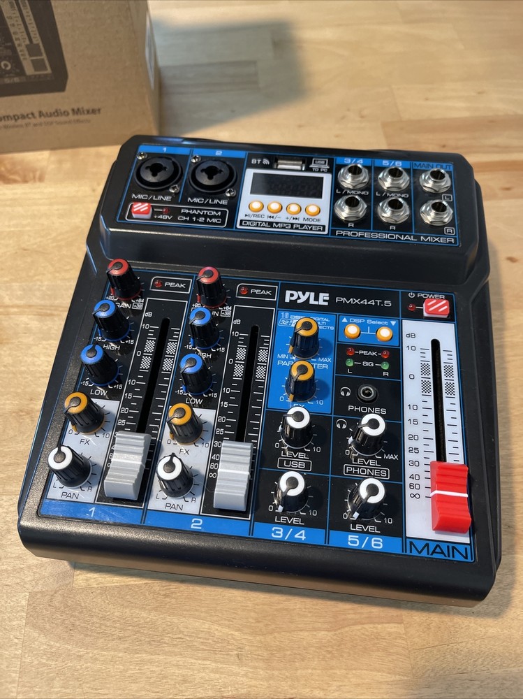 Pyle PMX44T.5 Professional Wireless DJ Mixer - 6-Channel Bluetooth Compatible