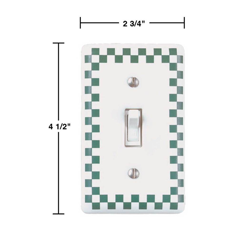 4 Porcelain Switch Plate Green Checkered Single Toggle | Renovator's Supply