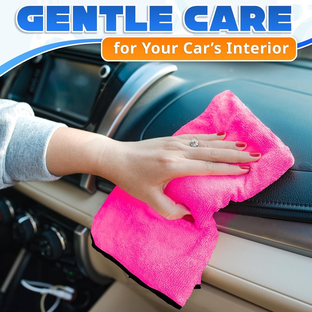 5 Pcs Thick Microfiber Cleaning Cloth – Dual-Layer 12" x 12", Multicolor