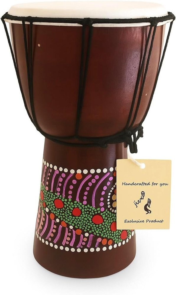 Djembe Drum – Hand Carved African Drum, Bongo Congo Style – Solid Mahogany with