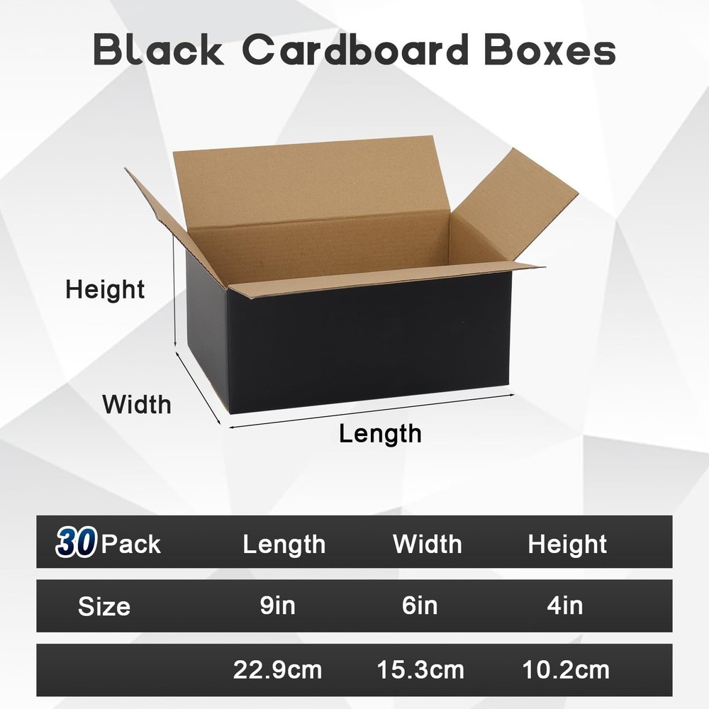 Shipping Boxes Medium 9x6x4 Inches, 30 Pack Mailer Packaging Boxes Bulk, Blac...