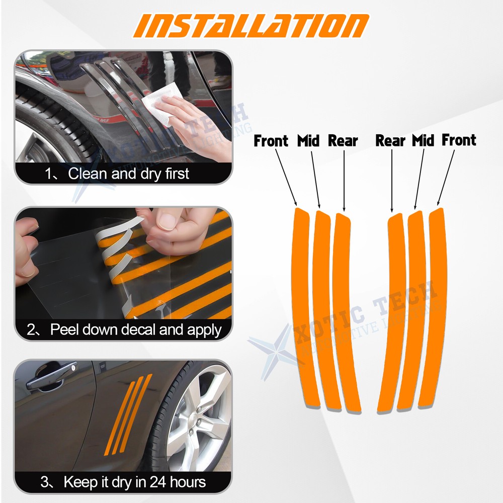 For Chevy Camaro 2010-2015 6pc Side Vent Stripe Panel Insert Stickers Decals