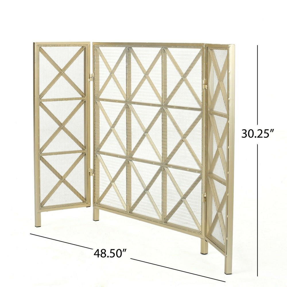 Mandralla 3 Panelled Iron Fireplace Screen