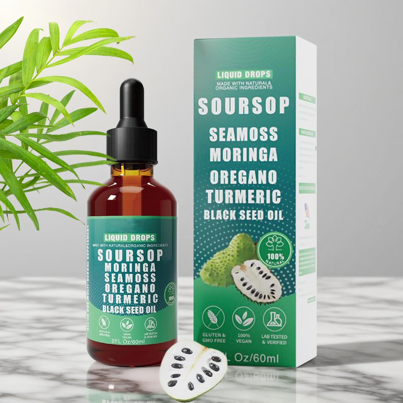 2PCS Vyxion Soursop Bitters Liquid Drops - Immunity, Liver, Gut & Antioxidant