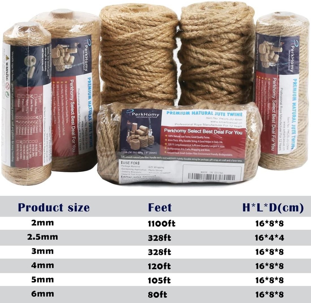 Durable 5mm Thick Jute Rope - 105 Feet Perfect for DIY Projects & Pet Scratching