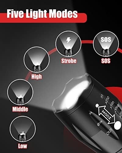 Super Bright LED Tactical Flashlight Rechargeable Work Light with Holster 2Pack