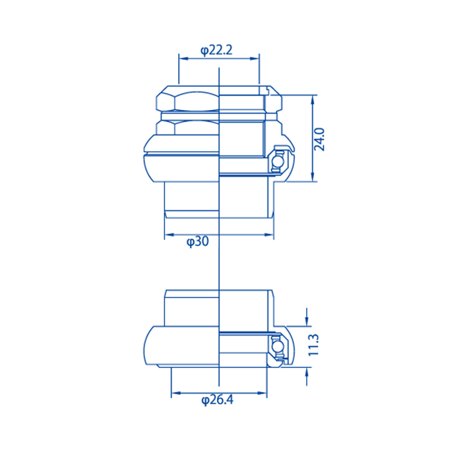 Tange Seiki Falcon FL250C 1" Sealed Bearing Old School Threaded , Silver