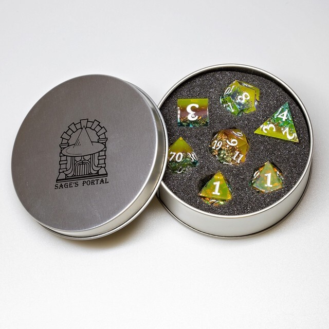 Sage's Enchanted Crystals Dreams - Sharp Edge Resin Polyhedral Dice Set