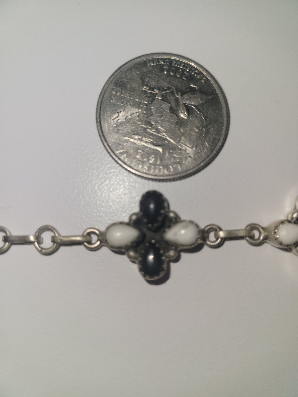 White Buffalo - Sterling Silver 925 bracelet - handmade - full silver back - 8"