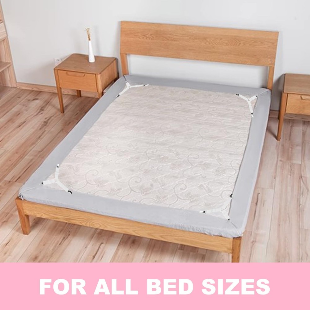 Bed Sheet Straps,4Pcs Non-Slip Elastic Fitted Sheet Straps,Adjustable Bed She...