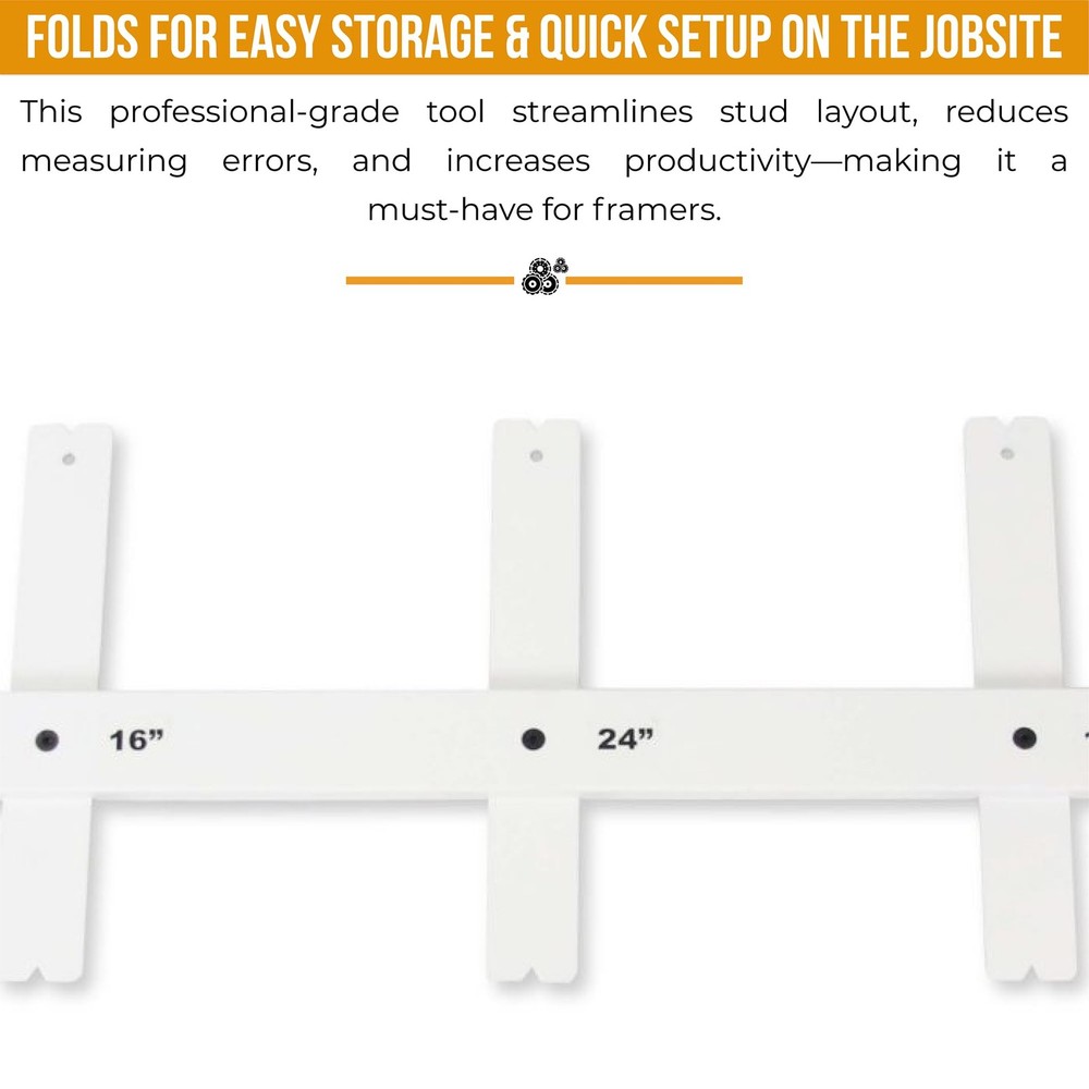 Big Foot Folding Layout Stick – Adjustable Stud Spacing Tool for Framing | He...