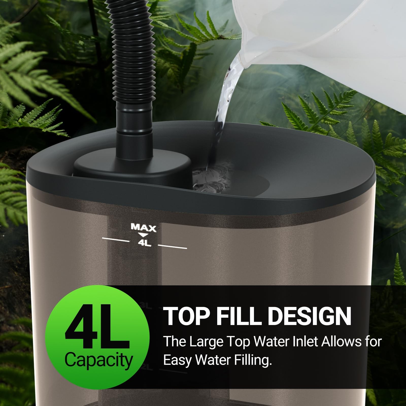 REPTI ZOO 4L Reptile Fogger Mister Humidifier w/ Integrated Tank, Digital Timer