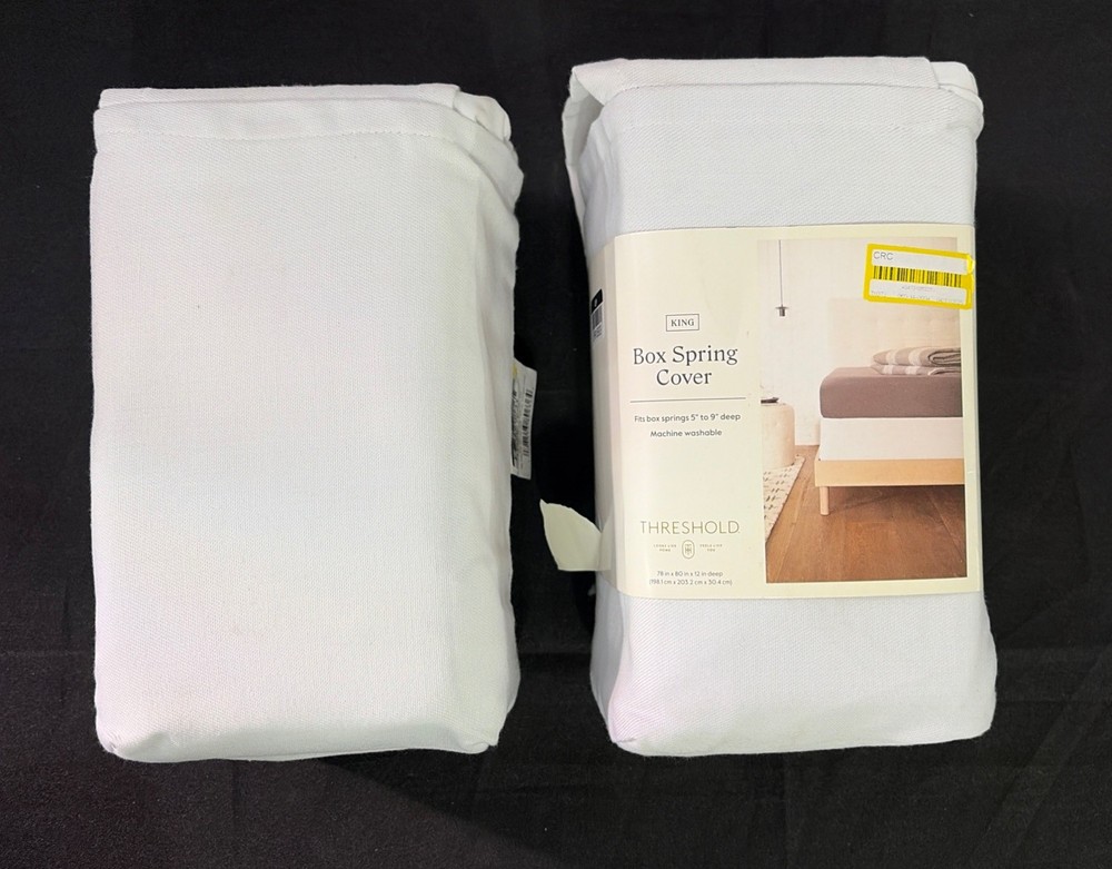 Box Spring Cover White Size KING - Threshold (Qty 2)
