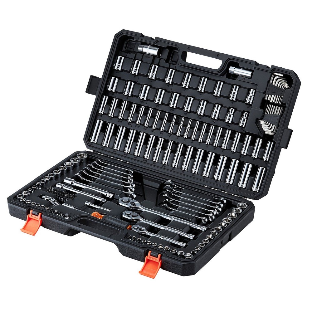159-Pc Auto Tool Kit: 6-Point Sockets, Wrenches, Screwdriver Bits & Storage Case