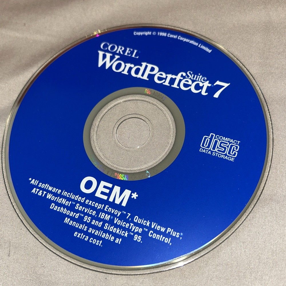 Corel WordPerfect 7 Suite Webster’s Encyclopedia 1999 CD-Rom