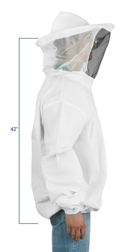 Professional White Large Beekeeping Suit Jacket Pull Over Smock with Veil