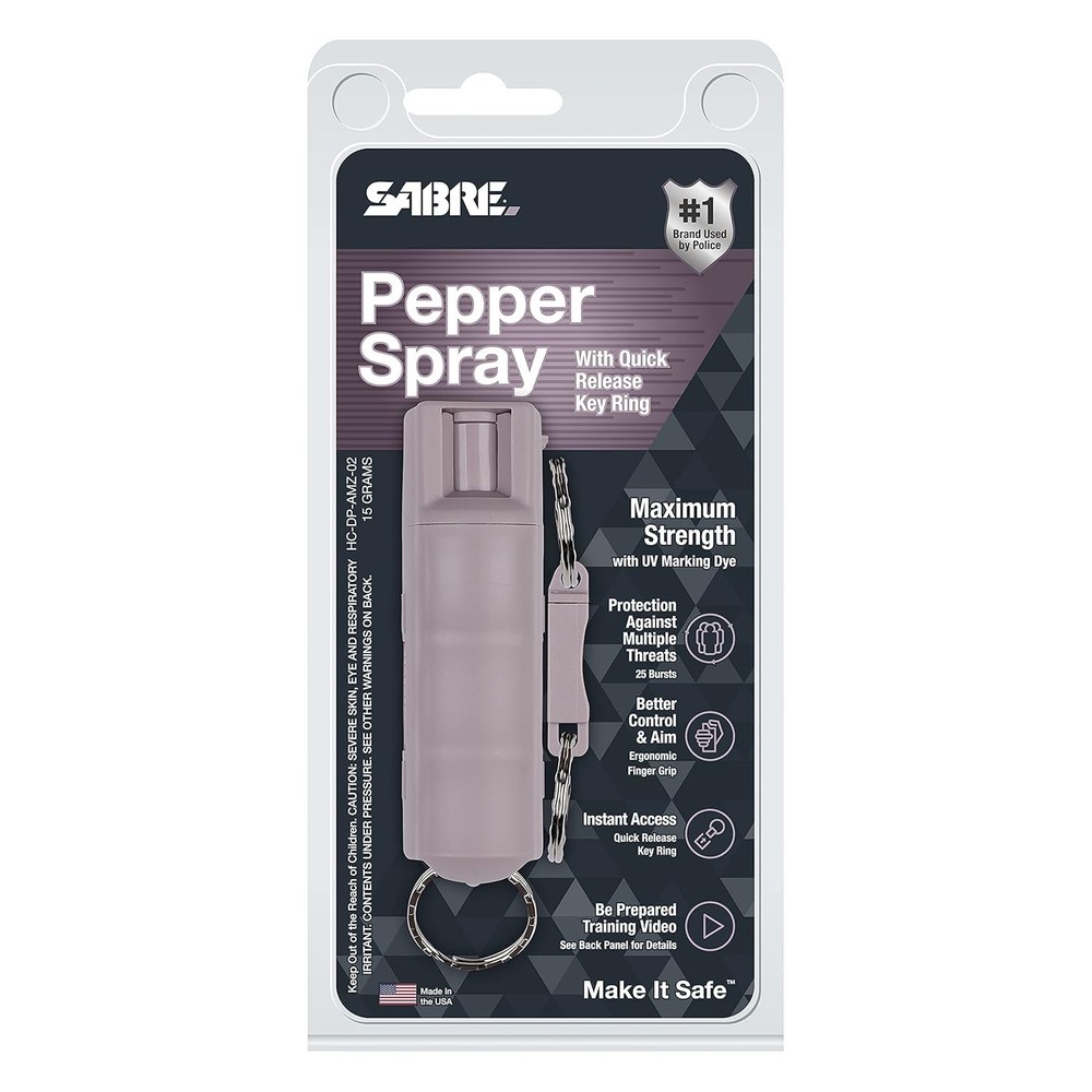 Sabre Pepper Spray with Quick Release Key Ring - Dusk - UV Dye