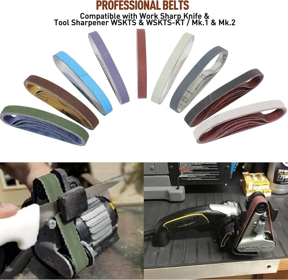 45 Pcs 1/2" x 12" Replacement Sharpening Belt Kit for Official Work Sharp Knife