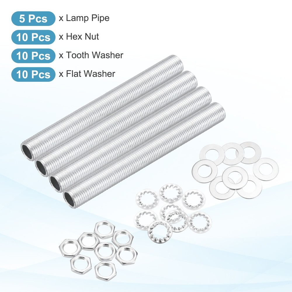 35Pcs 3.3" Lamp Pipe Kit with Nuts Washers 1/8IP Thread Fasteners Assortment