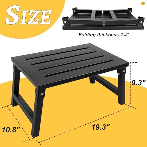 RV Step Stool Foldable 1000 lbs Capacity, Heavy Duty Metal Steps Platform,