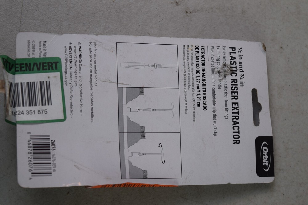 Orbit Sprinkler System 1/2" and 3/4" Plastic Nipple Extractor