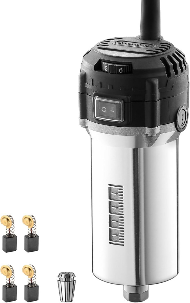 710W Compact Router 65Mm Diameter, 6 Variable Speeds Palm Trimmer Router, with E