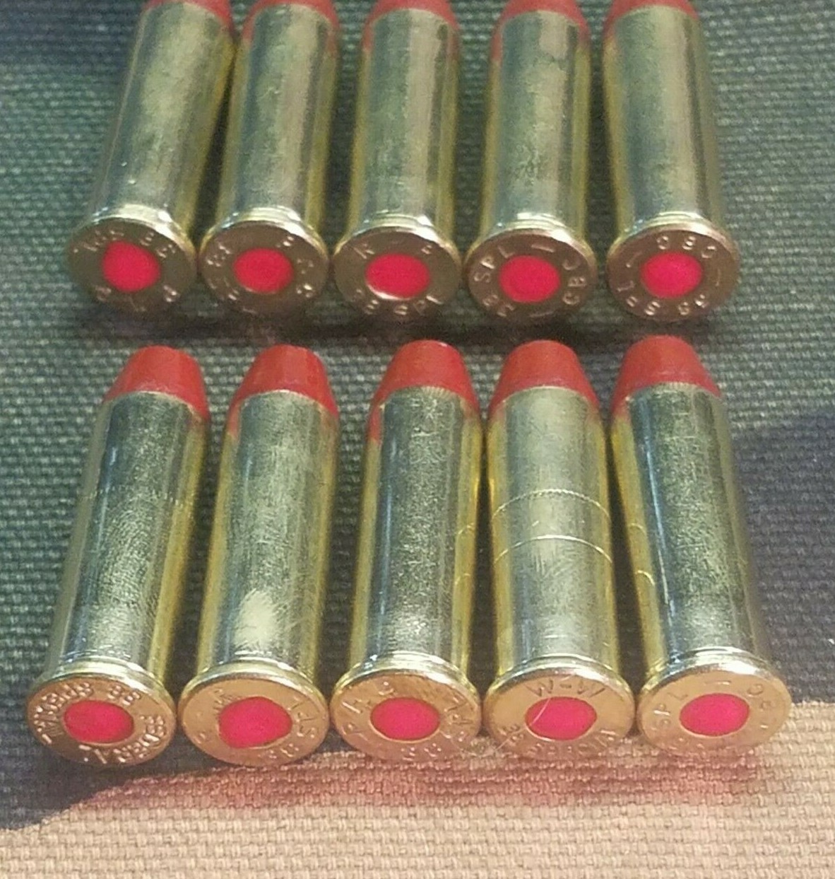 38 SPECIAL SNAP CAPS SET OF 10, RED AND BRASS, REAL 125gr WEIGHT!!!