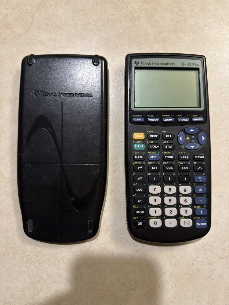 Texas Instruments TI-83 Plus Graphing Calculator With Cover - Tested And Working