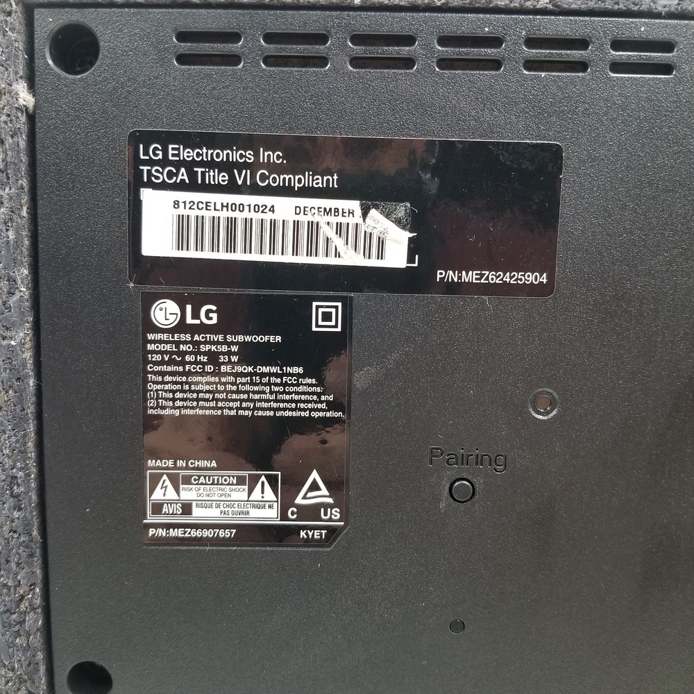 LG SPH5B-W Powered Subwoofer Wireless ** TESTED **