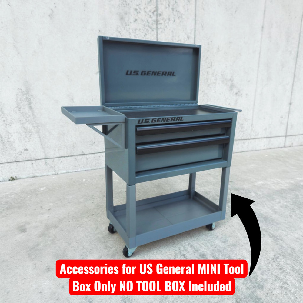 Mini Roll Cart, Side Tray & Handle Combo for US General Mini Tool Boxes